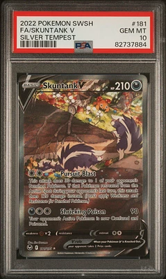 2022 Pokemon Sword & Shield Silver Tempest 181 Fa/skuntank V PSA 10