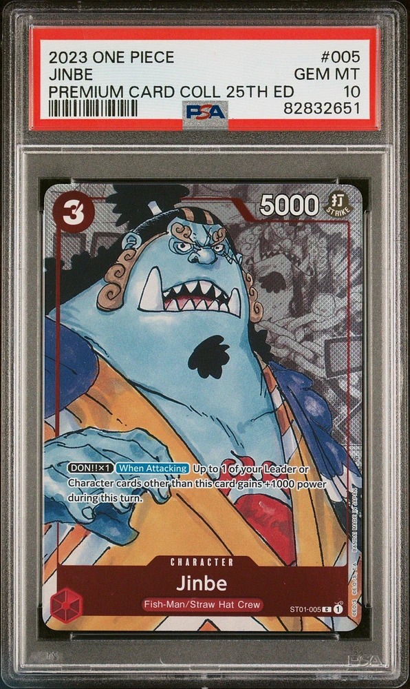 2023 One Piece Premium Bandai Premium Card Collection 25th Edition 005 Jinbe PSA 10