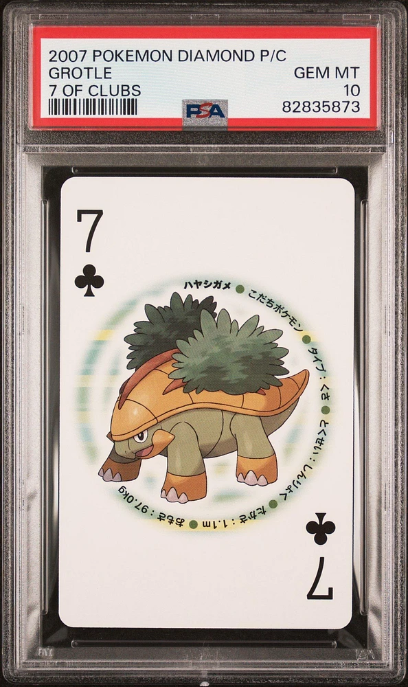 2007 Pokemon Diamond Version Playing Cards Grotle 7 Of Clubs PSA 10