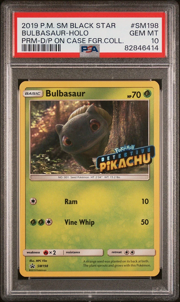 2019 Pokemon Sm Black Star Promo Sm198 Bulbasaur-holo Detective Pikachu On The Case Figure Collection PSA 10