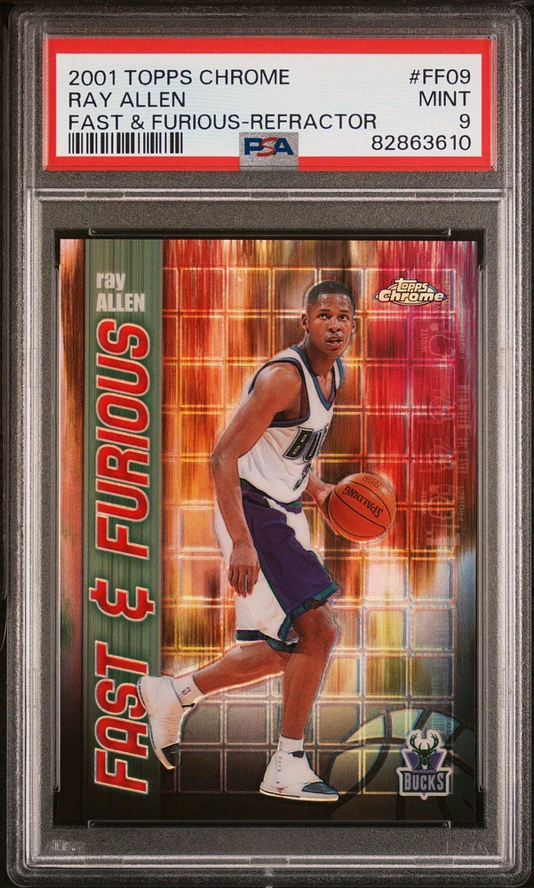 2001 Topps Chrome Fast & Furious Ff09 Ray Allen Refractor PSA 9