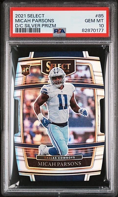 2021 Panini Select 85 Micah Parsons Die-cut Silver Prizm PSA 10