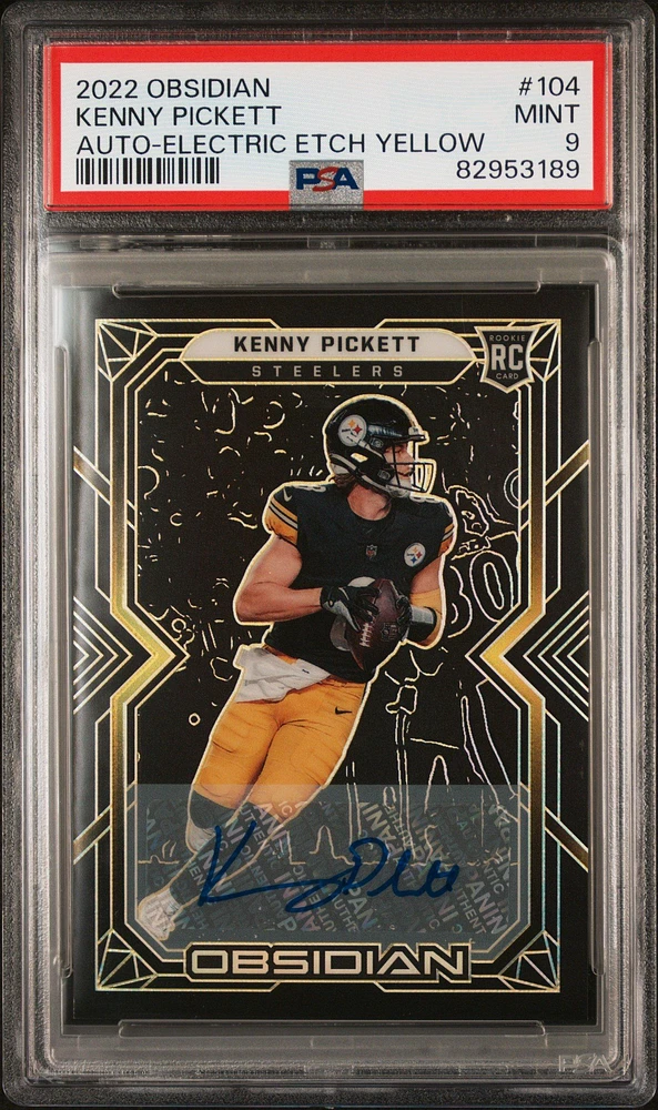 2022 Panini Obsidian 104 Kenny Pickett Autograph-electric Etch Yellow PSA 9