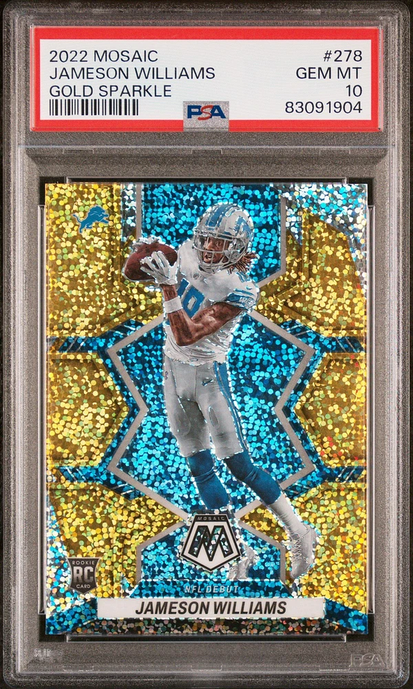 2022 Panini Mosaic 278 Jameson Williams Gold Sparkle PSA 10