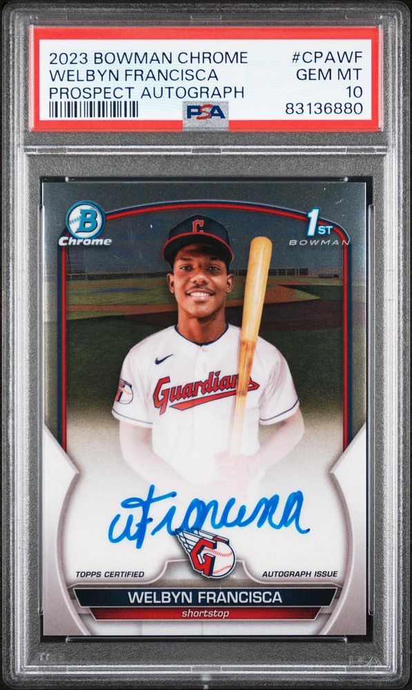 2023 Bowman Chrome Prospect Autographs Cpawf Welbyn Francisca PSA 10