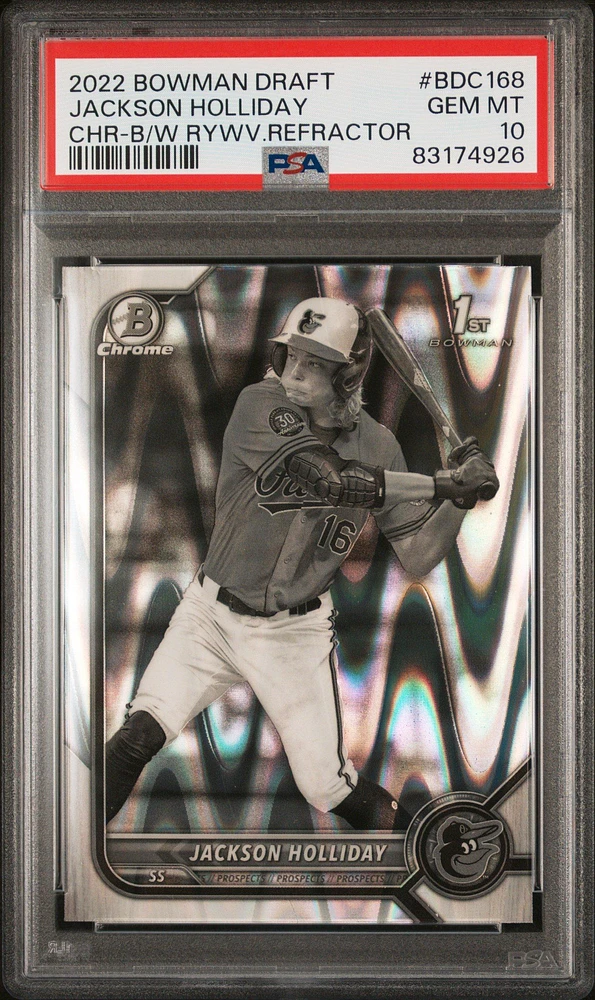 2022 Bowman Draft Bdc168 Jackson Holliday Chrome-black & White Raywave Refractor PSA 10