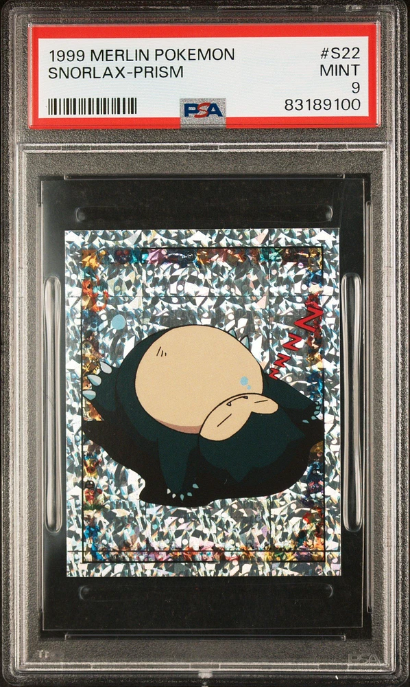 1999 Merlin Pokemon S22 Snorlax-prism PSA 9