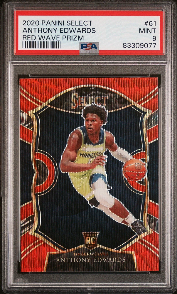 2020 Panini Select 61 Anthony Edwards Red Wave Prizm PSA 9