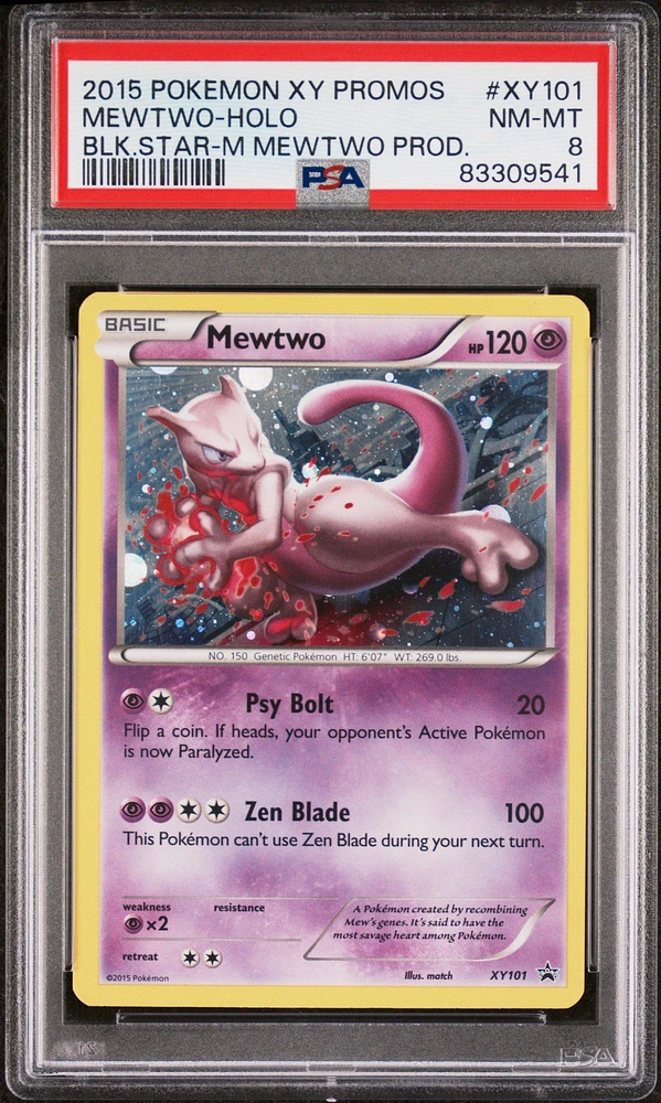 2015 Pokemon Xy Black Star Promos Xy101 Mewtwo PSA 8