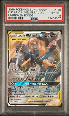 2019 Pokemon Sun & Moon Unbroken Bonds 120 Lucario & Melmetal Gx PSA