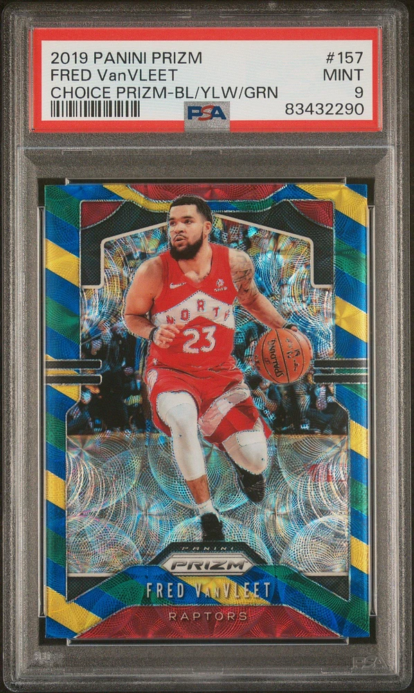 2019 Panini Prizm 157 Fred Vanvleet Choice Prizm-blue/yellow/green PSA 9