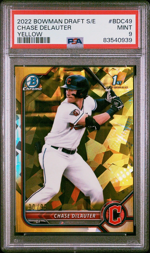 2022 Bowman Draft Chrome Sapphire Edition 49 Chase Delauter Yellow PSA 9