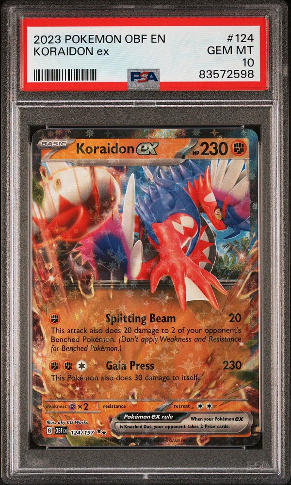 2023 Pokemon Obf En-obsidian Flames 124 Koraidon Ex PSA 10