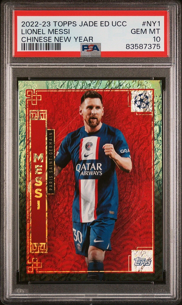 2022 Topps Jade Edition Uefa Club Competitions Chinese New Year Ny1 Lionel Messi PSA 10