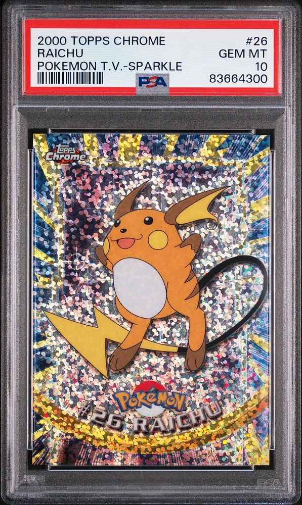 2000 Topps Chrome Pokemon T.v. 26 Raichu Sparkle PSA 10