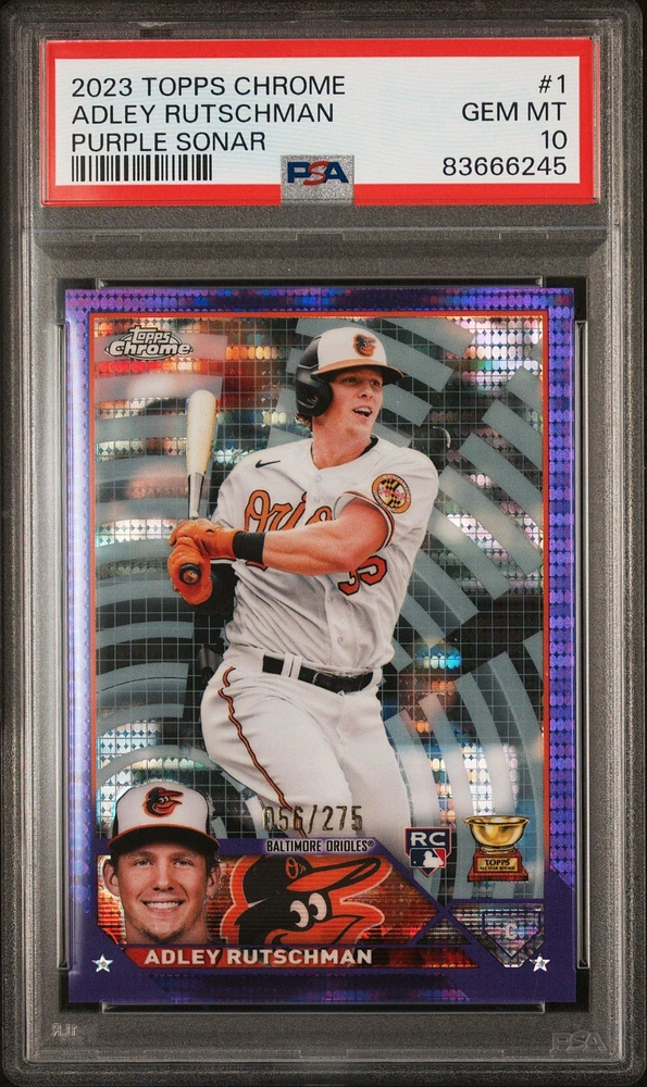 2023 Topps Chrome 1 Adley Rutschman Purple Sonar Refractor PSA 10