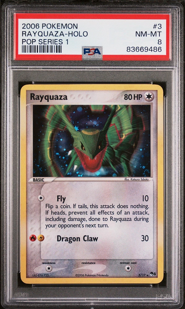 2006 Pokemon Pop Series 1 3 Rayquaza-holo PSA 8