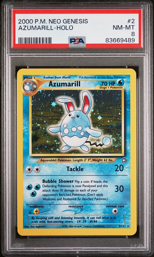 2000 Pokemon Neo Genesis 2 Azumarill PSA 8