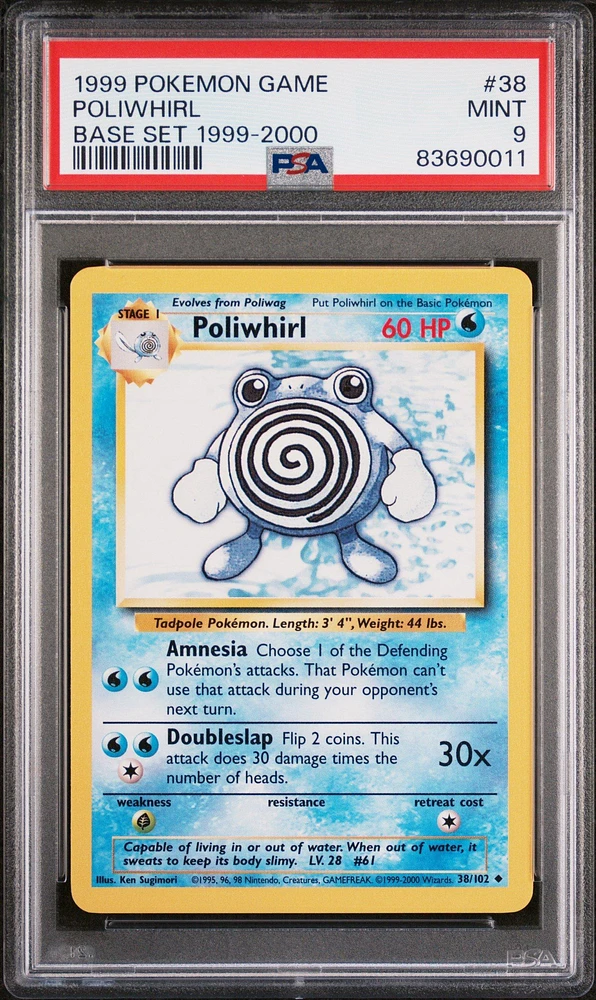 1999 Pokemon Game 38 Poliwhirl Base Set 1999-2000 PSA