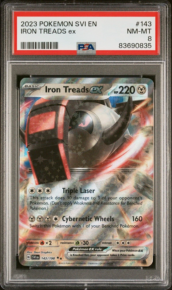 2023 Pokemon Svi En-scarlet & Violet 143 Iron Treads Ex PSA 8