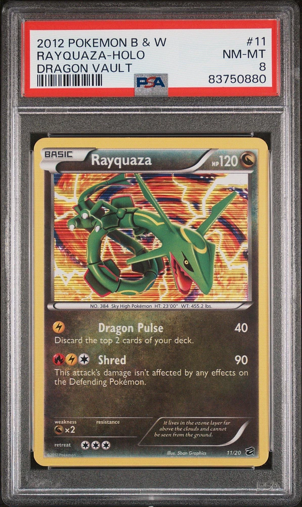 2012 Pokemon Black & White Dragon Vault 11 Rayquaza PSA 8