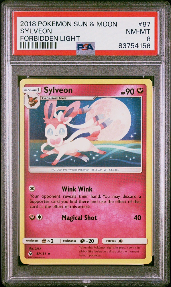 2018 Pokemon Sun & Moon Forbidden Light 87 Sylveon PSA 8