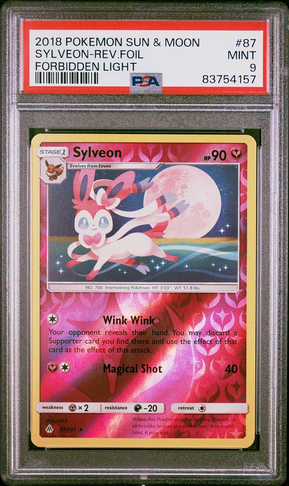 2018 Pokemon Sun & Moon Forbidden Light 87 Sylveon-reverse Foil PSA 9