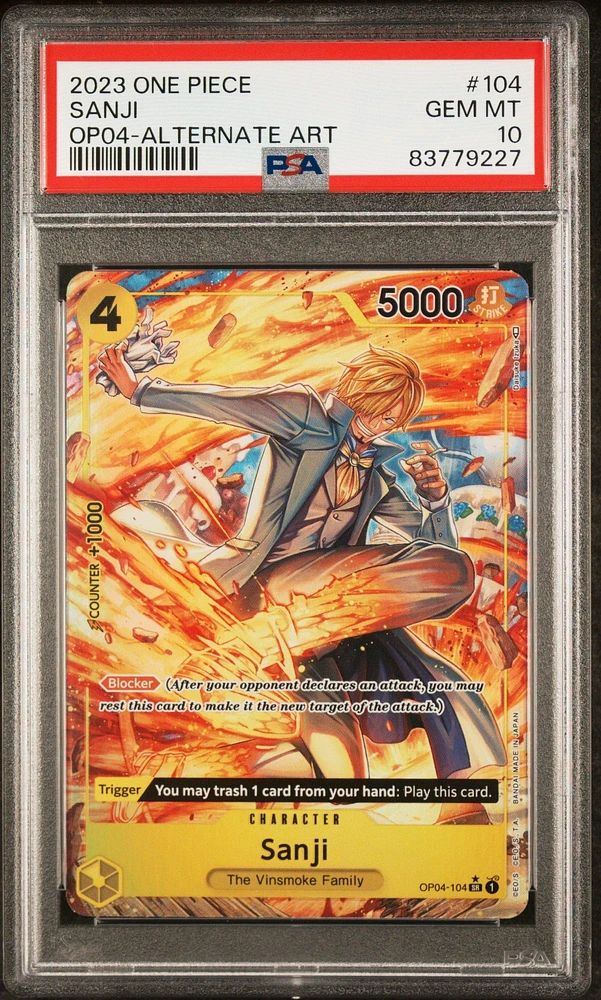 2023 One Piece Kingdoms Of Intrigue 104 Sanji Alternate Art PSA 10