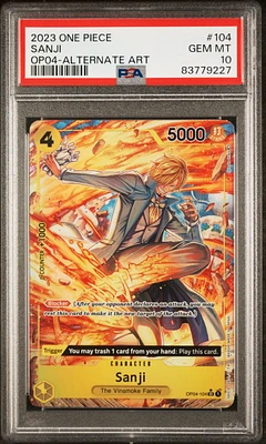 2023 One Piece Kingdoms Of Intrigue 104 Sanji Alternate Art PSA 10