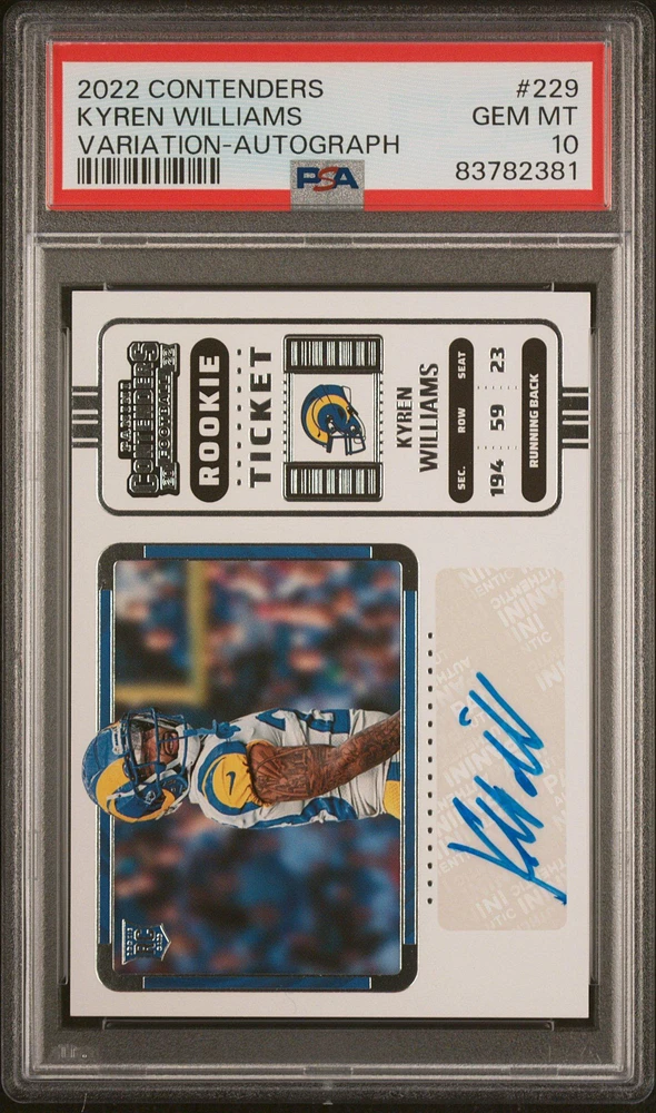 2022 Panini Contenders 229 Kyren Williams Variation-autograph PSA 10