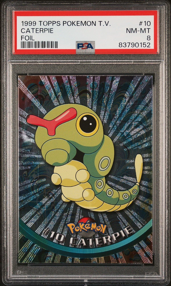 1999 Topps Pokemon Tv 10 Caterpie Foil PSA 8