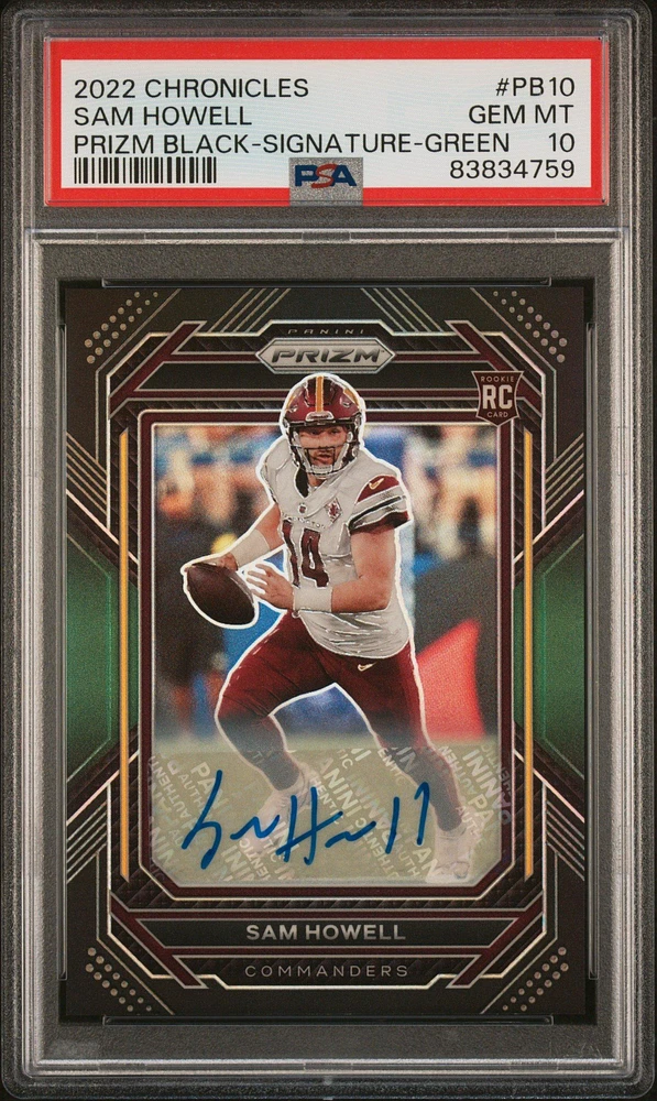 2022 Panini Chronicles Prizm Black Pb10 Sam Howell Signature-green PSA 10
