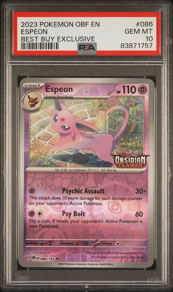 2023 Pokemon Obf En-obsidian Flames 086 Espeon PSA