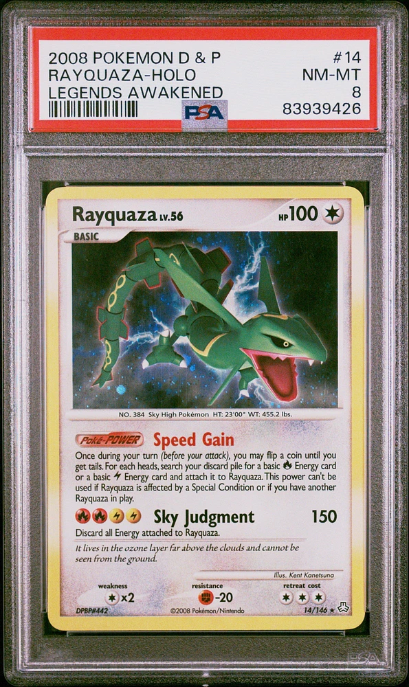 2008 Pokemon Diamond & Pearl Legends Awakened 14 Rayquaza PSA 8