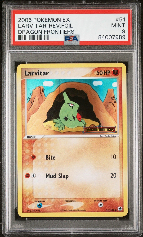2006 Pokemon Ex Dragon Frontiers 51 Larvitar-reverse Foil PSA 9