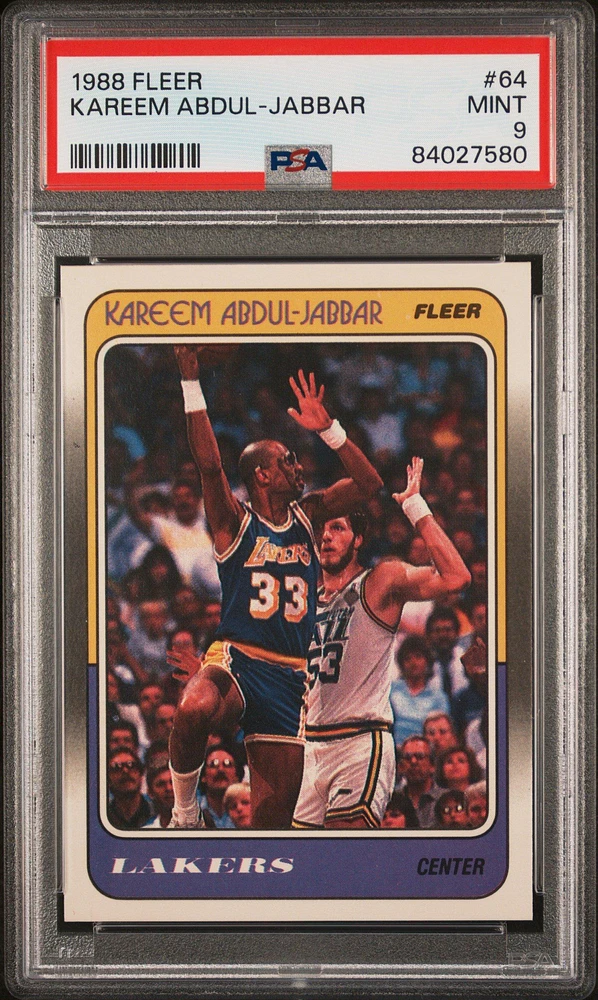 1988 Fleer 64 Kareem Abdul PSA 9