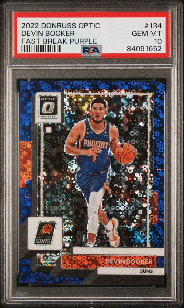 2022 Panini Donruss Optic 134 Devin Booker Fast Break Purple PSA 10