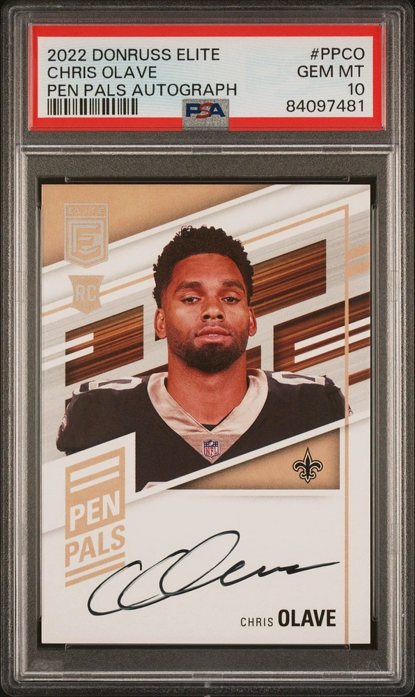 2022 Panini Donruss Elite Pen Pals Autographs Ppco Chris Olave PSA 10