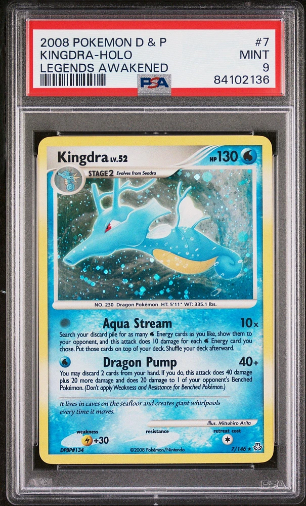 2008 Pokemon Diamond & Pearl Legends Awakened 7 Kingdra-holo PSA 9