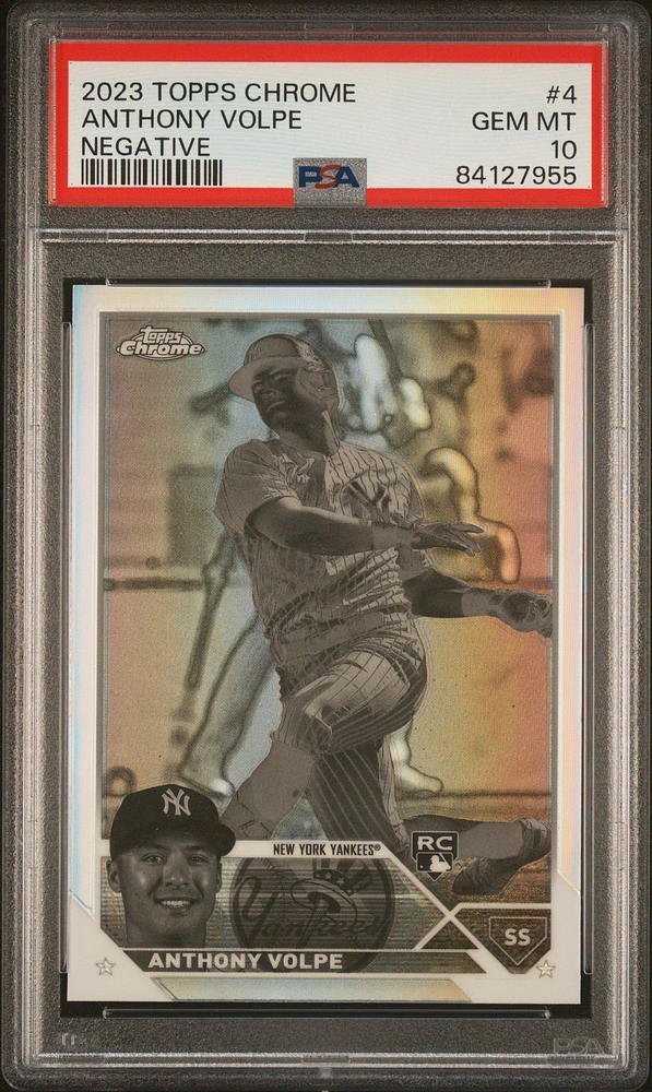 2023 Topps Chrome 4 Anthony Volpe Negative Refractor PSA 10