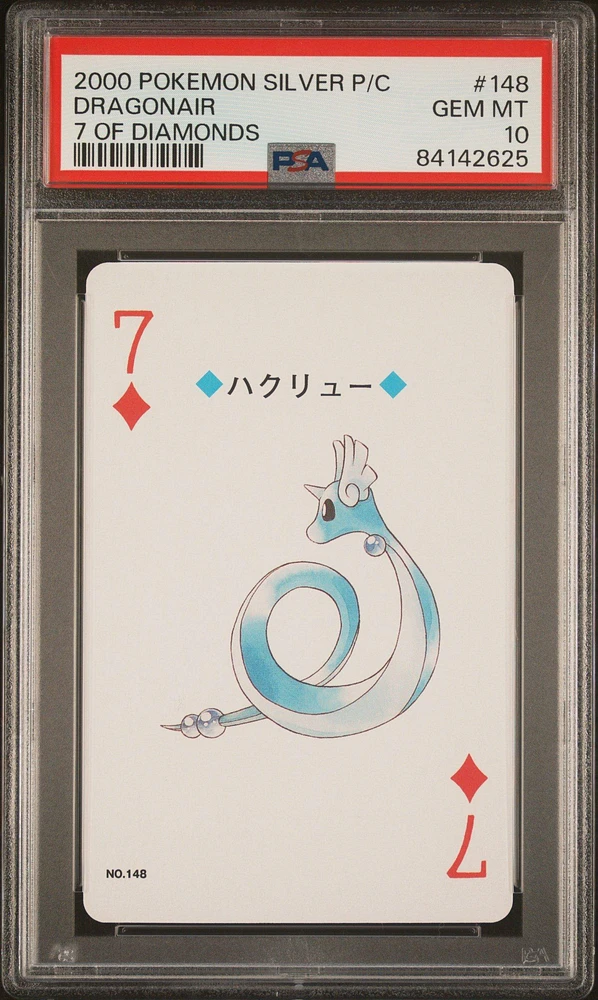 2000 Pokemon Silver Version Playing Cards 148 Dragonair 7 Of Diamonds PSA 10