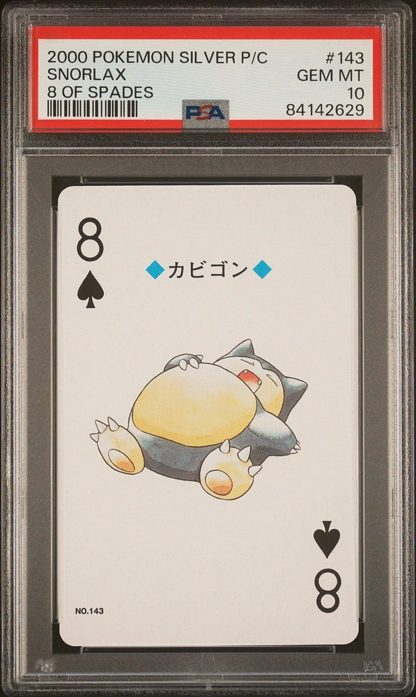 2000 Pokemon Silver Version Playing Cards 143 Snorlax 8 Of Spades PSA 10