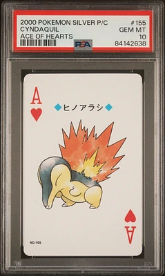 2000 Pokemon Silver Version Playing Cards 155 Cyndaquil Ace Of Hearts PSA 10