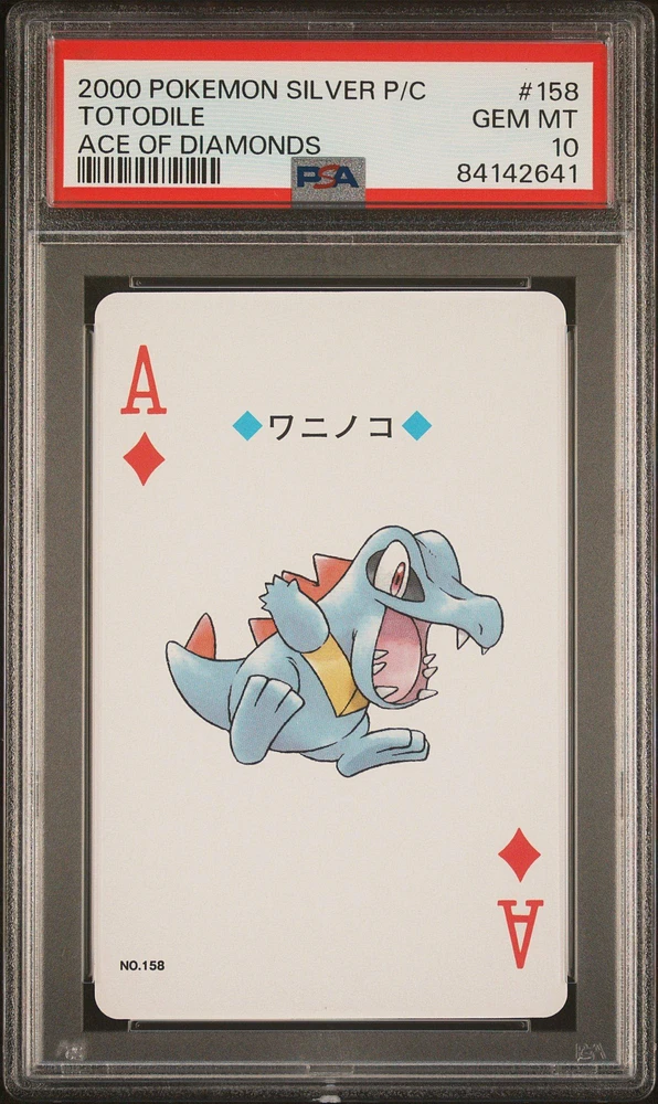 2000 Pokemon Silver Version Playing Cards 158 Totodile Ace Of Diamonds PSA 10