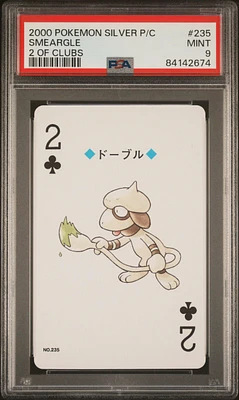 2000 Pokemon Silver Version Playing Cards 235 Smeargle 2 Of Clubs PSA 9