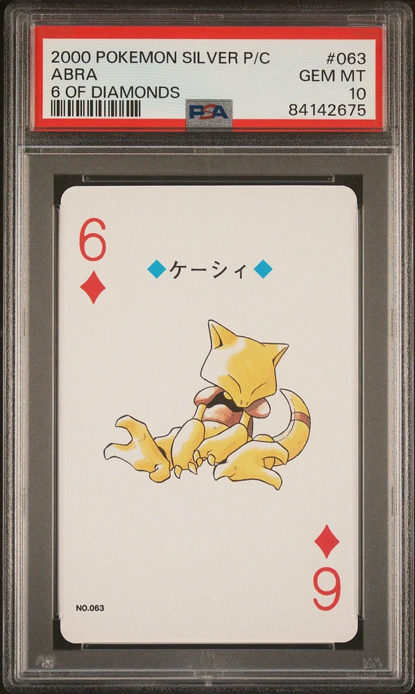 2000 Pokemon Silver Version Playing Cards 063 Abra 6 Of Diamonds PSA 10