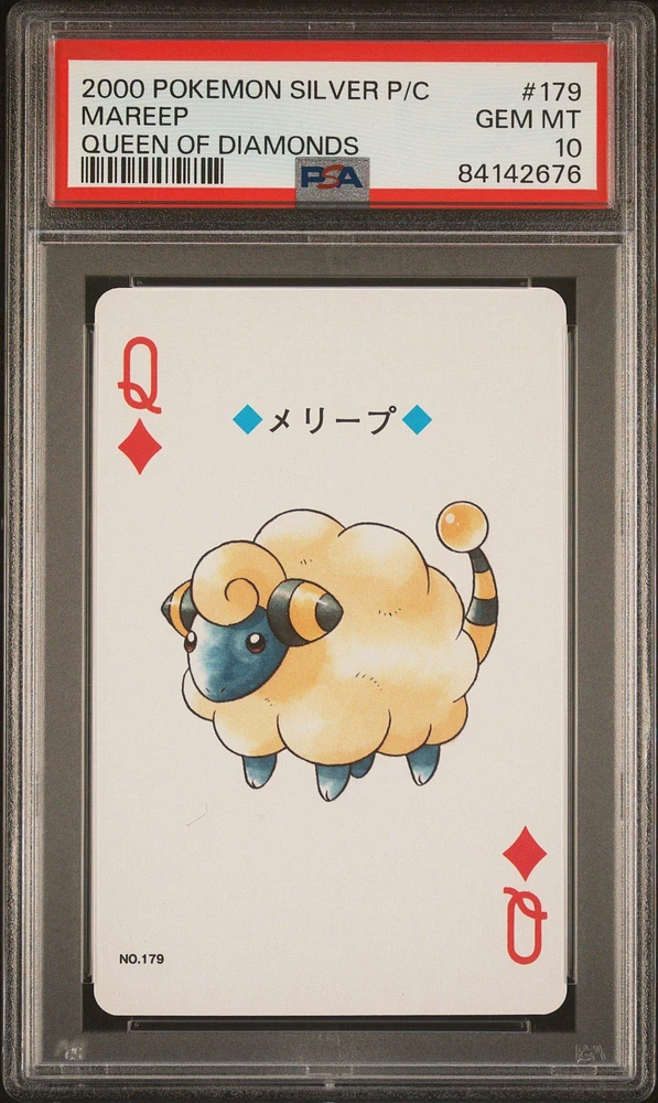 2000 Pokemon Silver Version Playing Cards 179 Mareep Queen Of Diamonds PSA 10