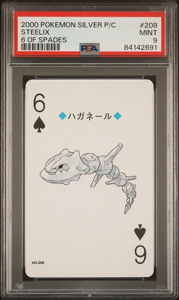 2000 Pokemon Silver Version Playing Cards 208 Steelix 6 Of Spades PSA 9