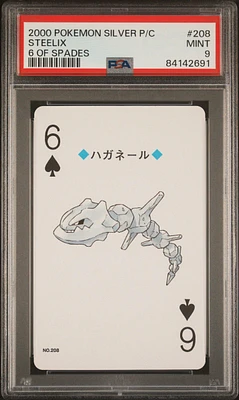 2000 Pokemon Silver Version Playing Cards 208 Steelix 6 Of Spades PSA 9