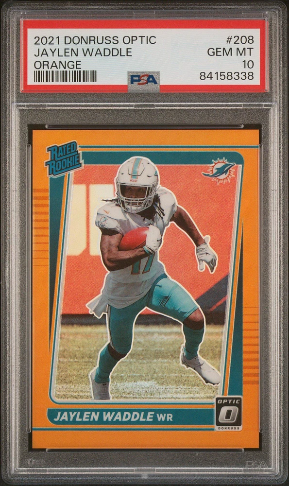 2021 Panini Donruss Optic 208 Jaylen Waddle Orange PSA 10